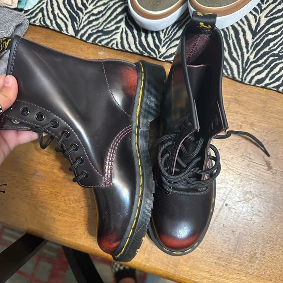 Dr. Martens Burgundy Combat Boots - Picture 2 of 10